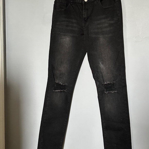 Boy's Skinny Fit Ripped Distressed Stretch Washed Fashion Kids Denim Jeans - Picture 3 of 5